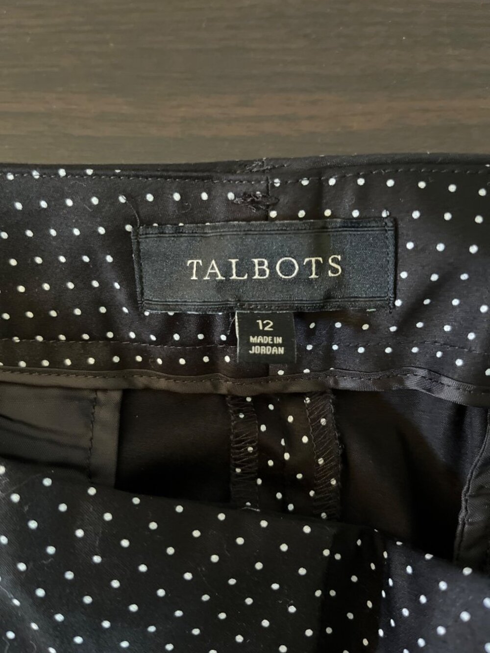 Talbots Womens Size 12 Signature Dress Pants Career Wear Black Polka Dots - Picture 3 of 5